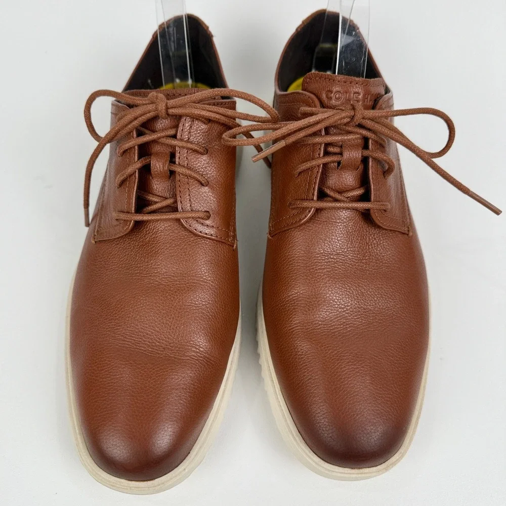 Cole Haan Men's Grand Size 10 Brown Leather Lace Up‎ Oxford Casual Dress Shoes